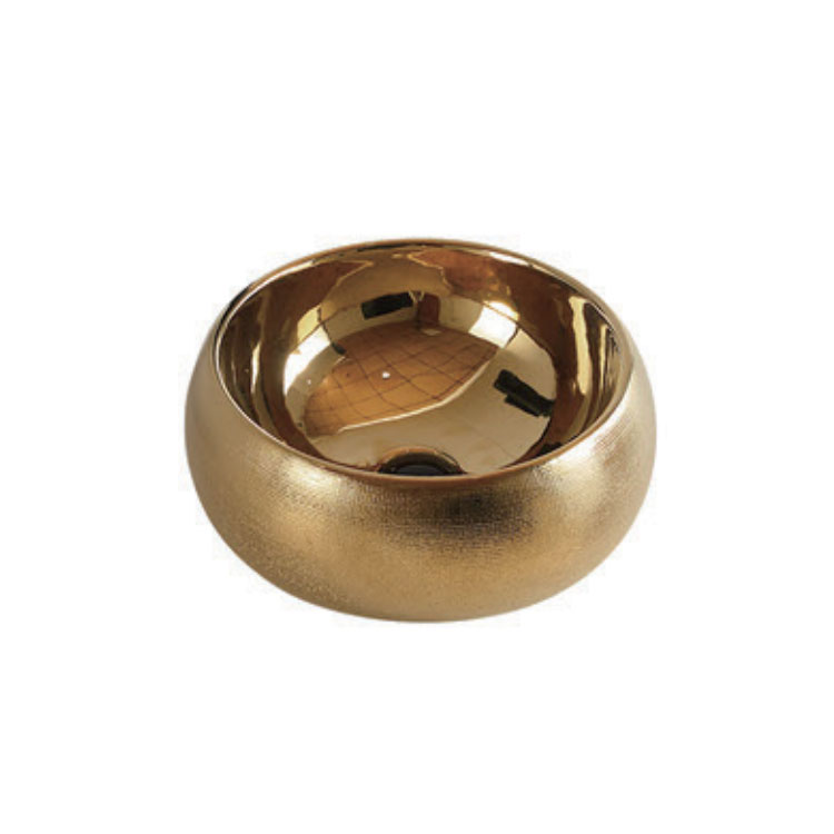 Bacia redonda de banheiro dourado galvanizado